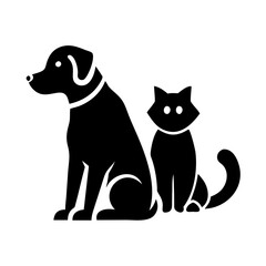 Pet Care Icon: Dog and Cat Silhouette Design
