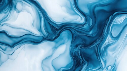 Fototapeta premium Abstract blue and white fluid art background