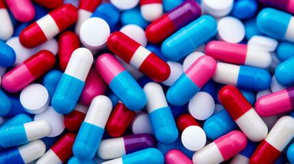 Colorful assortment of pharmaceutical capsules and tablets