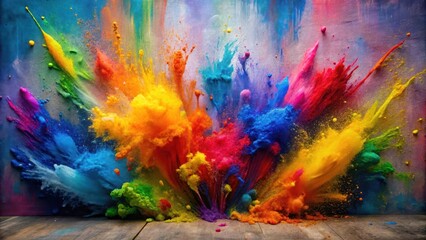 Vibrant splash of colorful paint on a blank canvas with bold brushstrokes and textured finish , painterly style, abstract art