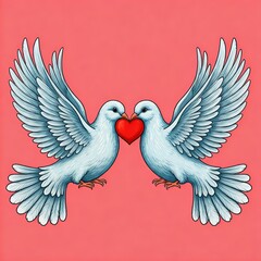 two doves with heart