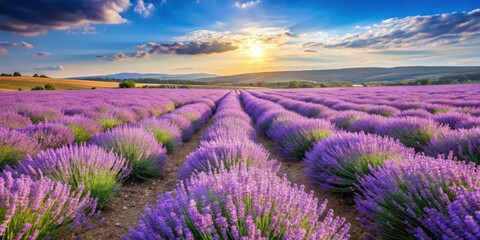 Obraz premium Freshly harvested lavender fields on a sunny day, flowers, outdoor