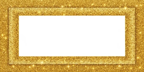 Fototapeta premium A gold glitter border frame with a rectangular shape sits on top of a luxurious surface, adding an air of sophistication and glamour to any setting , rectangle, gold