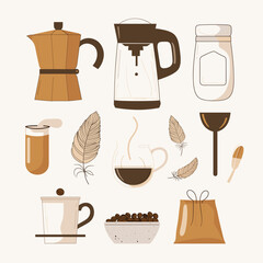 Coffee-themed illustration with various elements.