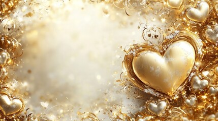 Charming valentine wallpaper with golden hearts elegant background romantic theme soft lighting whimsical design