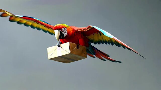 parrot with box delivery concept