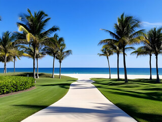 Fototapeta premium Tropical Beach Pathway Illustration