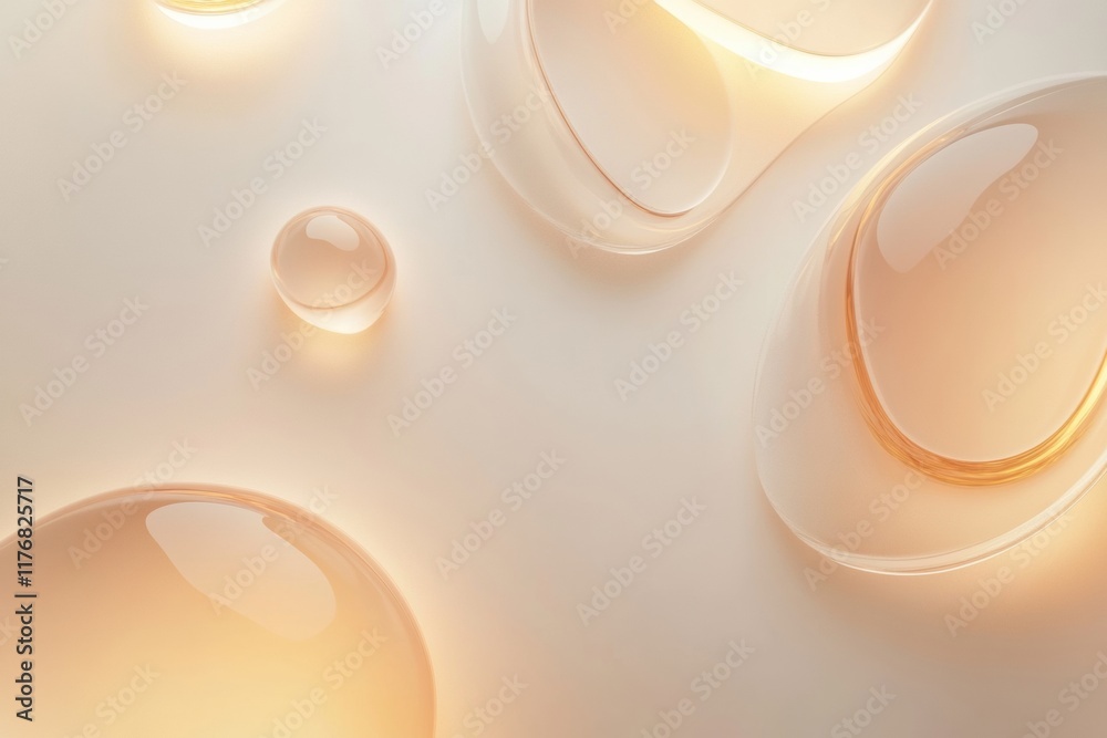 Leinwandbilder abstract organic shapes create a serene atmosphere with glowing water droplets in a soft color palet