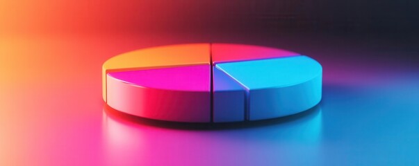 Fototapeta premium Dynamic image of a 3D pie chart floating in space, with vibrant colors and glowing segments, data success, chart achievement