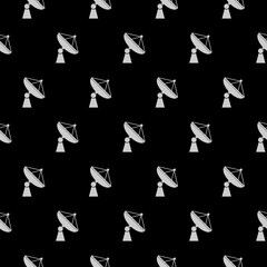 Satellite dish icon isolated seamless pattern on black background