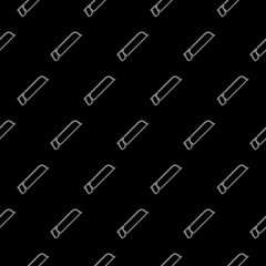 Saw icon seamless pattern isolated on black background