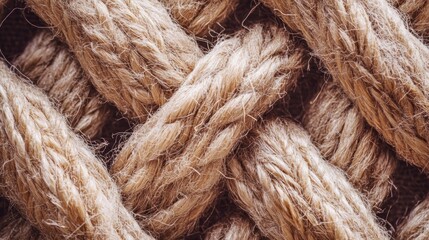 Obraz premium Close-up of intertwined natural fibers in a braided pattern.