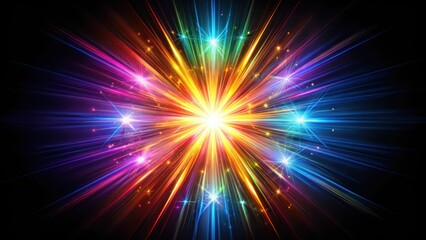 Vibrant starburst effect against a dark and moody black background creating a sense of drama and energy, black, green