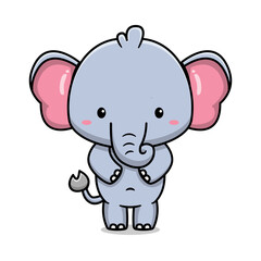 Cute happy elephant character cartoon icon illustration