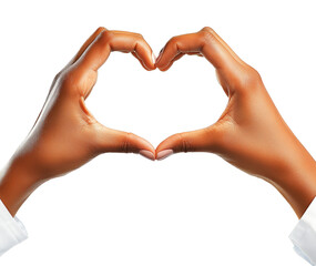 Fototapeta premium Closeup of hands forming heart shape isolated on white transparent background. Symbol of love, connection and Valentine's Day