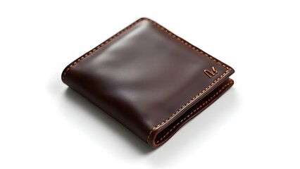 A leather wallet isolated on a pure white background
