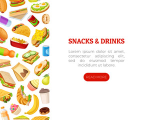 Snack Food and Appetizer Banner Design Vector Template
