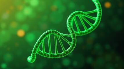 Glowing Green DNA Helix Abstract Background, High-Quality AI Art