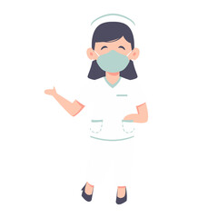 Cartoon Nurse Character with Face Mask, Design Inspiration, Character