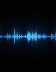 Abstract blue sound wave visualization on a black background.  Perfect for music, technology, or audio concepts.