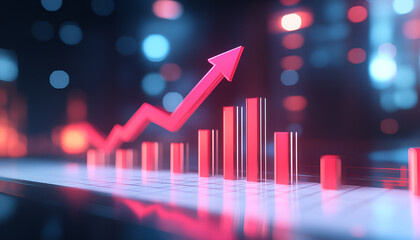 Rising graph on grid symbolizes growth and expansion in international markets