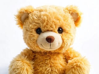 Obraz premium Adorable Fluffy Teddy Bear, Macro Photography, White Background Stock Photo