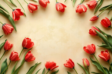 Beautiful composition spring flowers. Bouquet of pink tulips flowers on pastel pink background. Valentine's Day, Easter, Birthday, Happy Women's Day, Mother's Day.
Flat lay, top view, copy