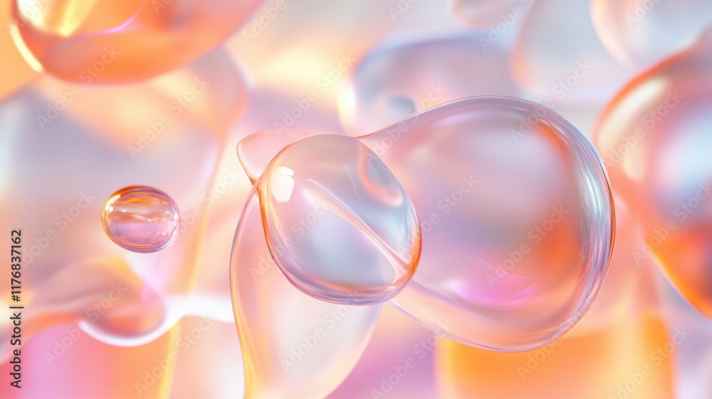 Aufkleber glowing organic shapes resembling water droplets create a dreamy abstract visual experience in a lum