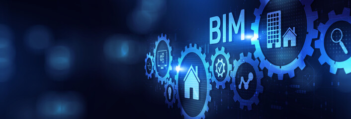 BIM Building Information Modeling for Construction Efficiency on a Wide Banner, Business and Technology Concept.