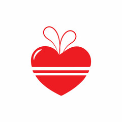 A simple, vibrant red heart with a white ribbon/bow at the top, conveying a sense of love and gifting.
