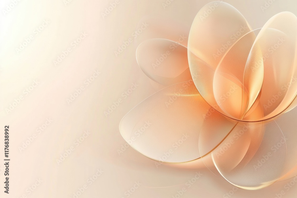 Poster Organic shapes created with semi transparent glowing elements resembling water droplets in soft pastel tones. Generative AI