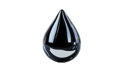 A striking black drop of liquid showcasing smooth. transparent background