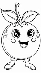 Obraz premium A cute, smiling orange character with big eyes and little shoes. Ideal for coloring books, children's illustrations, or educational materials.