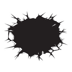 Wall Hole Crack Illustration in Black and White – Striking Design Featuring a Realistic Crack in the Wall, Perfect for Graphic Art, Digital Designs, Backgrounds, and Creative Visual Projects