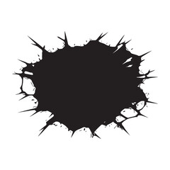 Wall Hole Crack Illustration in Black and White – Striking Design Featuring a Realistic Crack in the Wall, Perfect for Graphic Art, Digital Designs, Backgrounds, and Creative Visual Projects