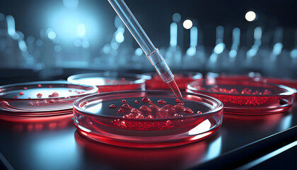 Petri dishes medical lab. Science , Research, Laboratory . Generative Ai