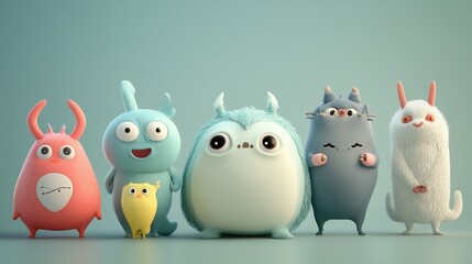 Obraz premium Adorable 3D rendered cartoon characters.