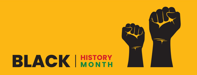 Black history month. Banner design with Black History Month teks. Celebrated annually in February in the United States and Canada, in October in the United Kingdom. Vector illustration
