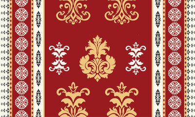 Saree Sarong Motifs Ikat floral paisley embroidery seamless pattern. Ikat ethnic flower oriental pattern traditional.Ikat embroidery style abstract embroidery design for texture, fabric, clothing.