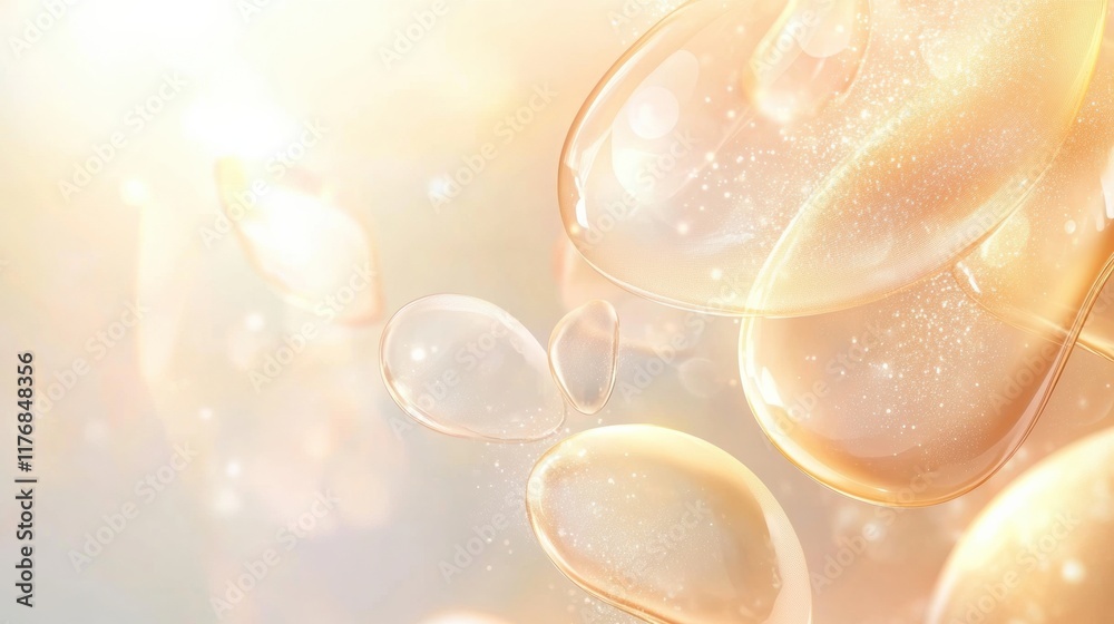 Fototapete organic shapes create a luminous display of glowing water droplets in a serene environment. generati