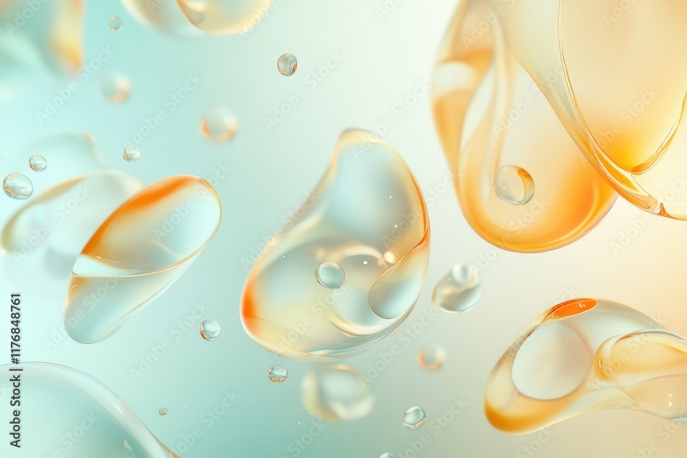 Poster organic shapes create a stunning effect with glowing semi transparent elements resembling water drop