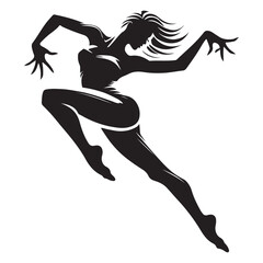 Voguing Silhouette Vector Illustration, Solid White Background.