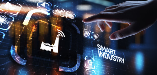Smart industry 4.0, automation and optimisation concept on virtual. Business and modern technology concept.