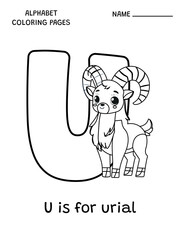 English alphabet coloring page U is for urial