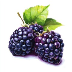 Fototapeta premium Oil painting of beautiful Blackberries impressionism style, accented brush strokes and paint blobs