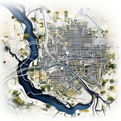 Obraz premium Abstract City Map with Thin and Clean Lines