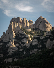 Low angle view of mountains and the moon.