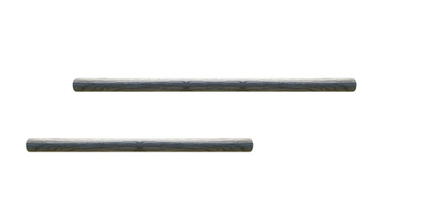 A horizontal old short beam weathered. On isolated transparent background.