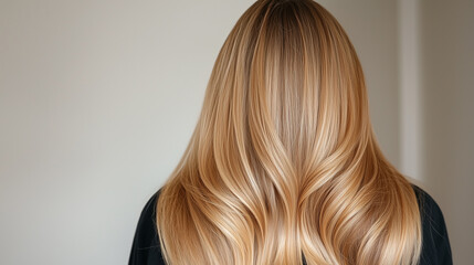 Naklejka premium Rear View of Young Woman with Long Silky Blonde Hair
