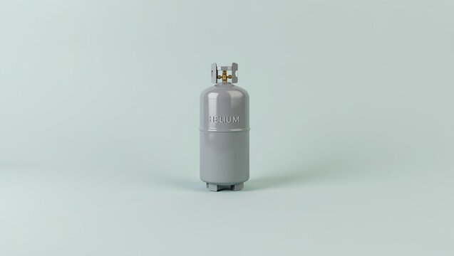 photo of a helium tank against a plain background word "Helium" written on the tank 3d render of a gas can